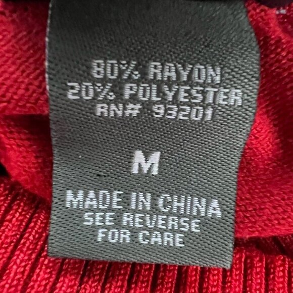 Dots Womens Pullover Sweater Red Knit Long Sleeve Cold Shoulder Cowl Neck Medium - Picture 9 of 10